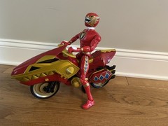 Power Rangers Dino Thunder Raptor Motorcycle & Bandai Red Ranger VINTAGE Bundle