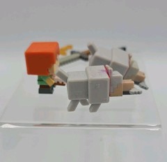 Minecraft Lot Figures Key Chain Mini Figs & Wolves Zombie Steve GUC
