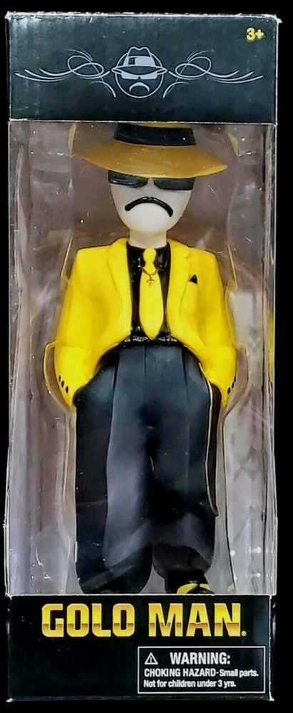GOLO MAN Lowrider Golo Man Action Figure Boxed Yellow Black White Plastic 3+