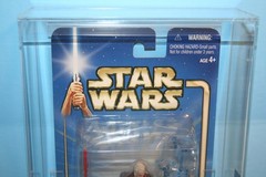 STAR WARS 2003 AFA GRADED MINT ON CARD AOTC DARTH TYRANUS FIGURE WEAPON HASBRO
