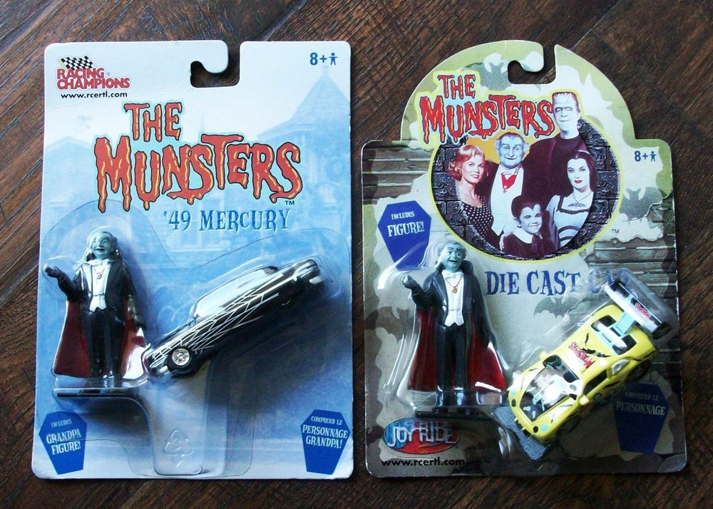 Grandpa Munster Figures Diecast Cars 1949 Mercury Lot of 2 Monster Hot Rods 1/64