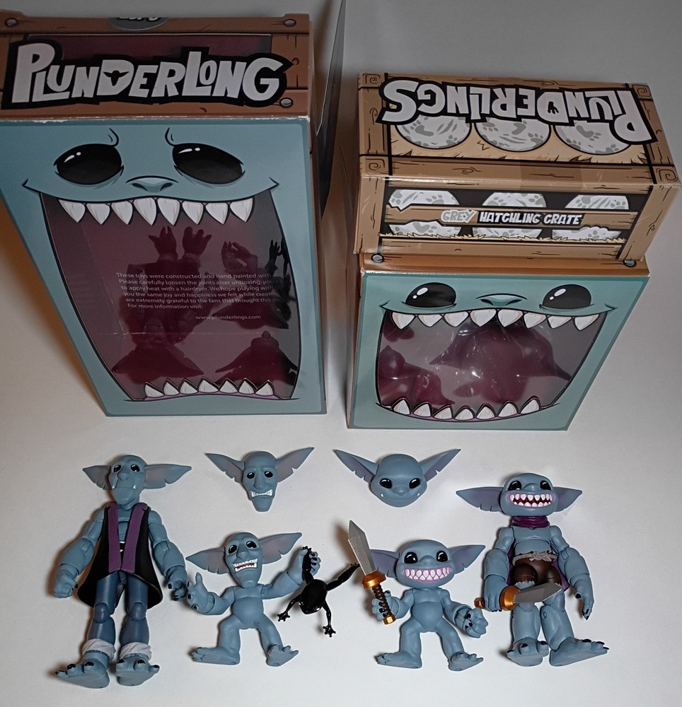 Plunderlings Nomad Goyle Grey Hatchlings & Plunderlong Captain Ojoe 5″ COMPLETE
