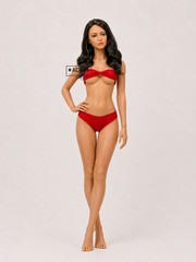 Custom PHICEN 1/6 Dark Ash Brown Hair Female L Bust Seamless Suntan Figure Set