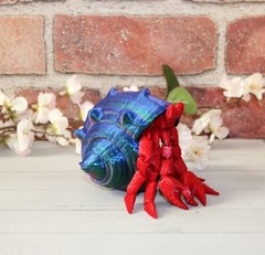 3D Printed Articulating Hermit Crab With/Without Shell