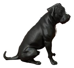Pitbull Lab Mix Dog Figurine 3D Printed Black & White Dog Lover Gift Decor