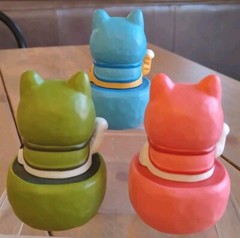 Lucky Cat Daruma (Assorted 3 Pc Lot) 🐱 by Partner Toys 2″ PVC Gacha Figures