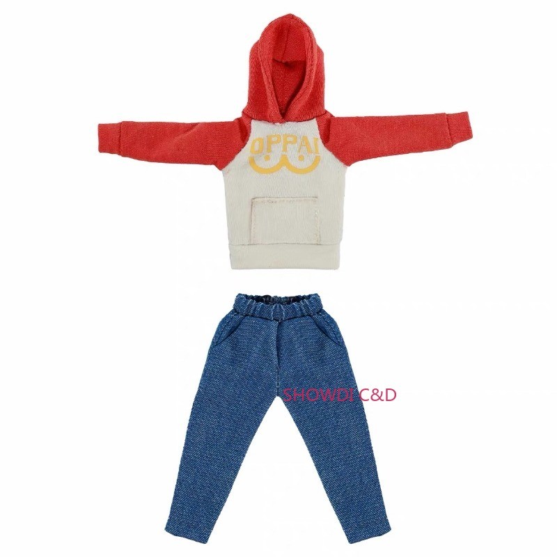 1/12 Custom Hoodie Pants Casual Clothes Set For 6” One Punch Man SAITAMA Figure
