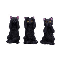 Nemesis Now U4802P9 Three Wise Felines 8.5cm, Black
