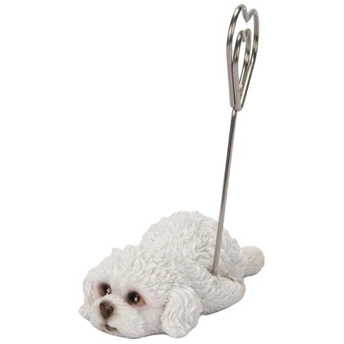 Ubia Prone Toy Poodle Shiro Memo Holder 7 x 4 x 8 cm Doll Figurine Animal