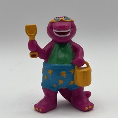 90s 1993 Sun Beach Barney Shovel Pail Swimsuit 2.5″ PVC Action Figure Dinosaur