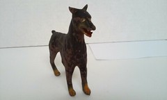 Vintage Doberman Pinscher 4 3/4″ Tall Rubber Dog Figure Hong Kong 1970’s