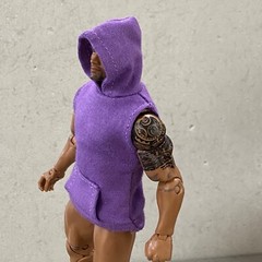 SU-SLH-PP: Purple Sleeveless Fabric Pocket Hoodie for 7″ Mattel WWE Figure