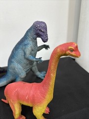 Lot (4) Vintage 80s & 90s Imperial Dinosaur Toy Vibrant Colors Apatosaurus