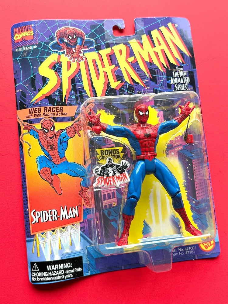 1994 Vintage TOY BIZ Marvel Comics Web Racer SPIDER-MAN Action Figure Sealed💥❗️