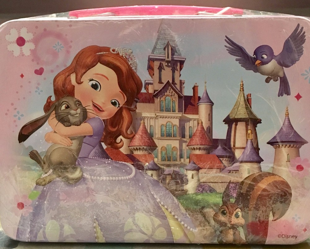 Disney Princess Sofia The First Large School Lunch Tin Box w/24 pc Puzzle NEW