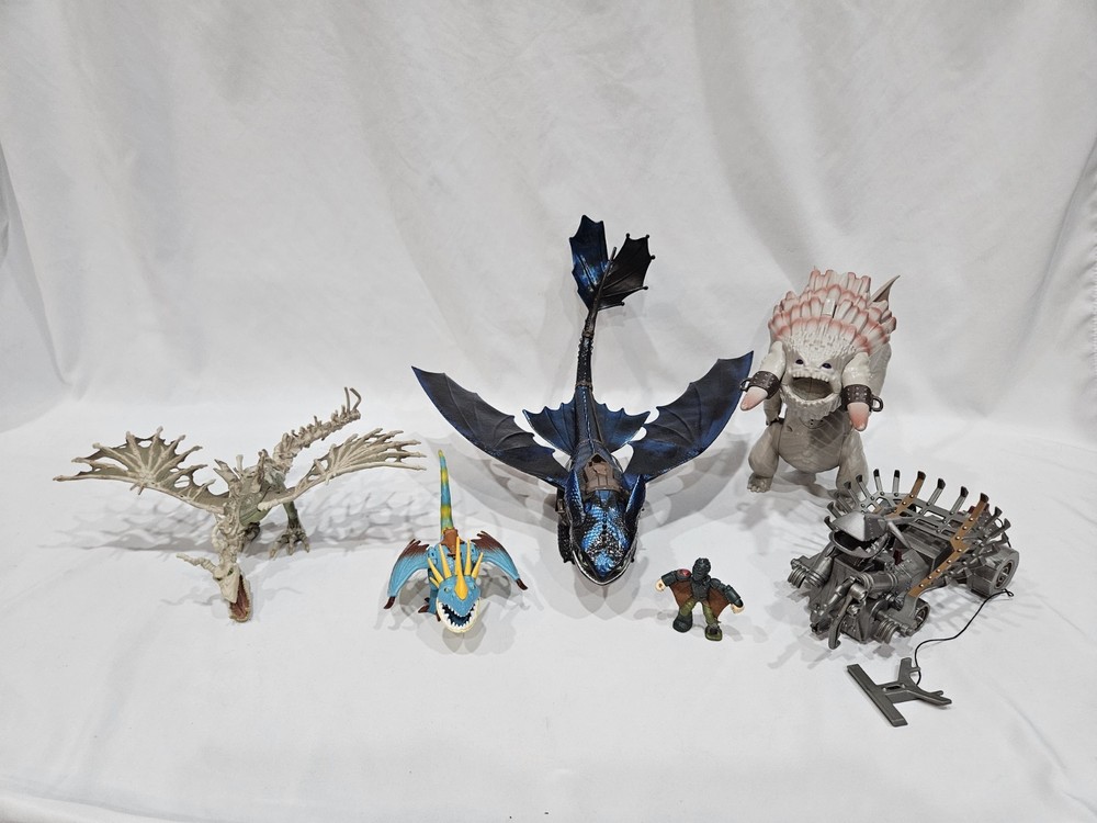 How To Train Your Dragon Action Figure Lot Toothless Boneknapper Bewilderbeast
