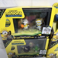 Illumination Minions Monsters Sound Stage Playsets & Mini Fart Blaster Lot of 4