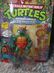 Vintage 1991 Teenage Mutant Ninja Turtle Michaelangelo With Storage Shell