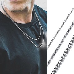 1/2/3MM Thin Chain Necklace for Men,Stainless Steel Square Box Chain Link