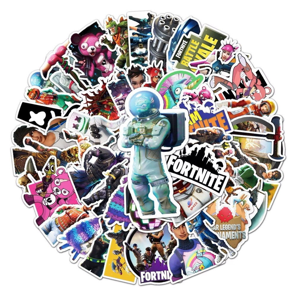 50-100pc Fortnite Stickers Bulk Decals – Gamer Party Favors – Waterproof Vinyl