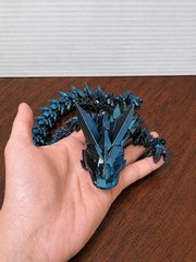 Blue Crystal Dragon Articulated 3D Printed Flexi Dragon Fidget Toy
