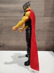 2013 Thor Hasboro Marvel Action Figure w/ Cape & Helmet Black & Gold 12” Tall