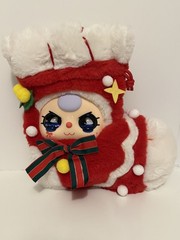 Baby Three Merry Christmas-SECRET Stocking liquid eyes Open bag W/card. No Box