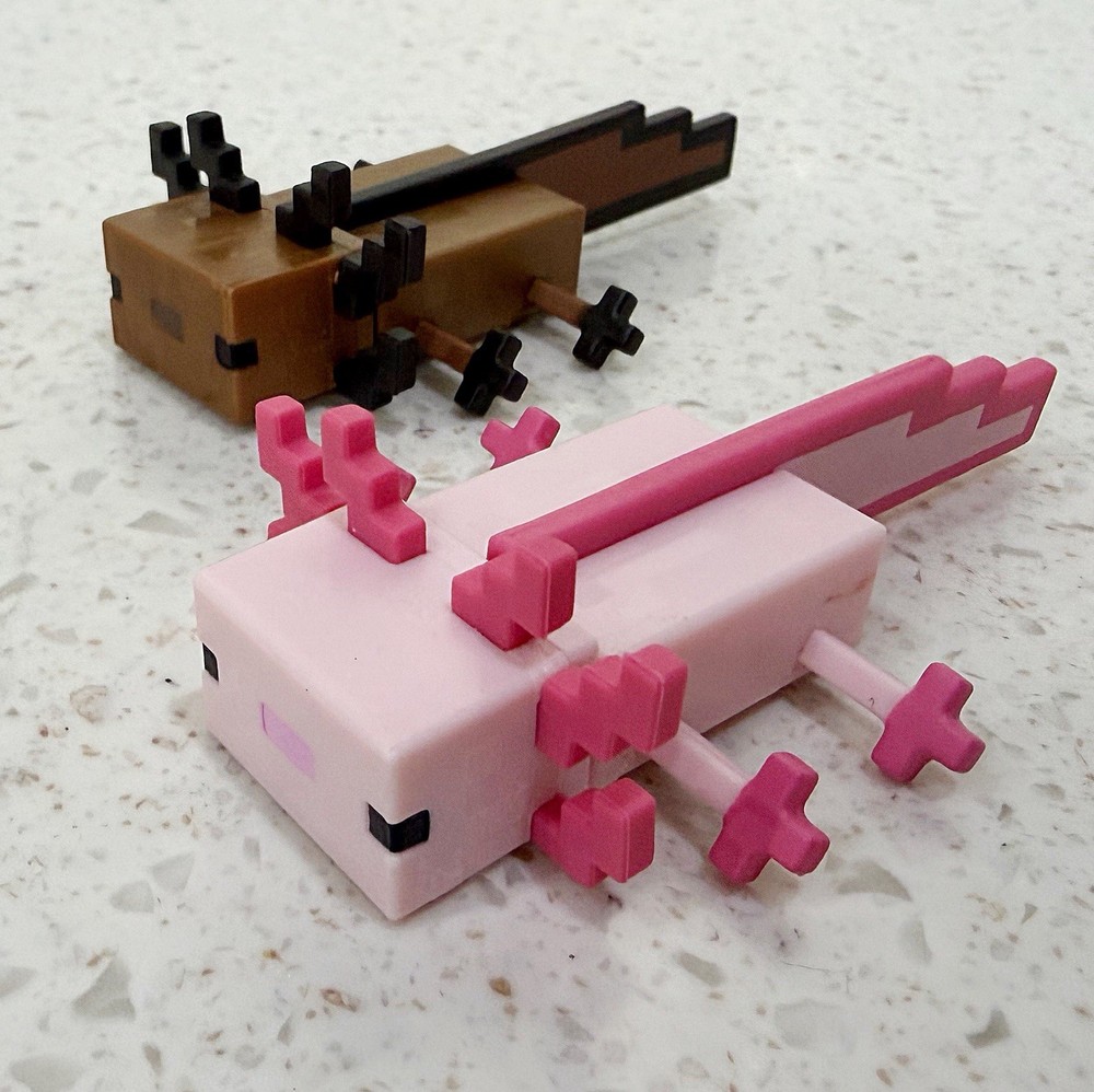Minecraft Brown Pink Axolotl Figures 15 Years Anniversary 2024