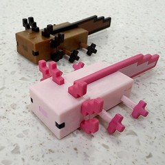 Minecraft Brown Pink Axolotl Figures 15 Years Anniversary 2024