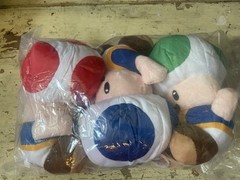 Nintendo Super Mario Red Blue & Green Toad Stool Plush Lot 8” w/ Suction Cups