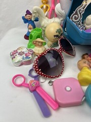 Huge Lot Of Vintage Girls Toys + Blue Plastic Case 48 Pieces Total Disney Mattel