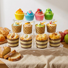 Display Shelf Riser Stand Rack Organizer Support Acrylic Showcase Toy Cupcake