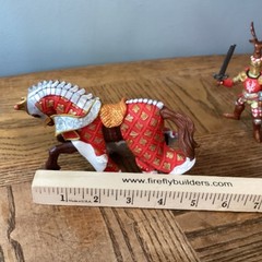 Papo 2007 Knight & Horse Red White Gold Deer Head Helmet Toy *sword Damage