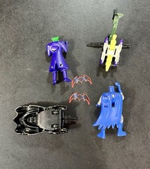 Vintage fastfood Batman and joker toy lot Batmobile Lego joker chopper batarangs