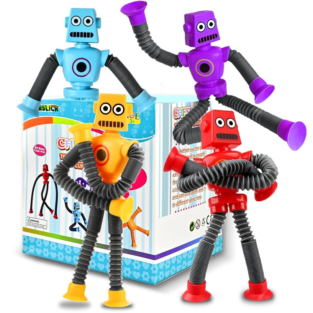 Autism Sensory Toys for Kid Boys Year Old Ages 4 5 6 7 8 9 10(4PCS), Suction Rob