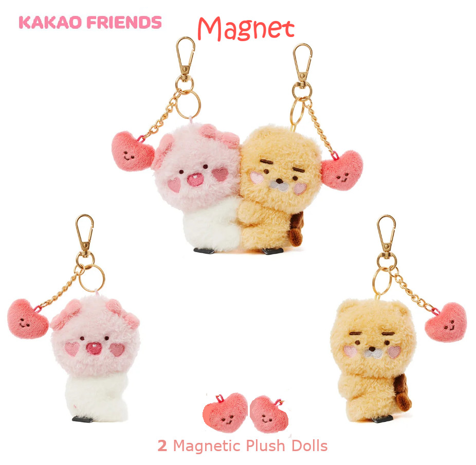 KAKAO Friends LOVE Magnet Plush APEACH RYAN Keyring Set VALENTINE [lot of 2]