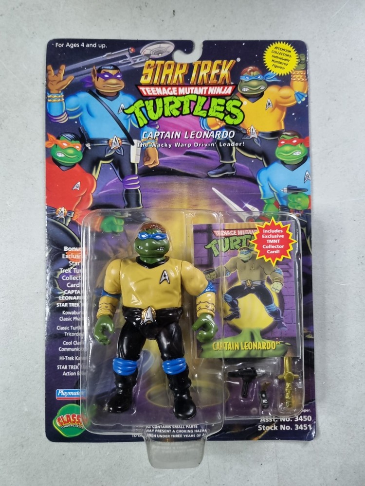 1994 STAR TREK TEENAGE MUTANT NINJA TURTLES LEONARDO NEW ON CARD