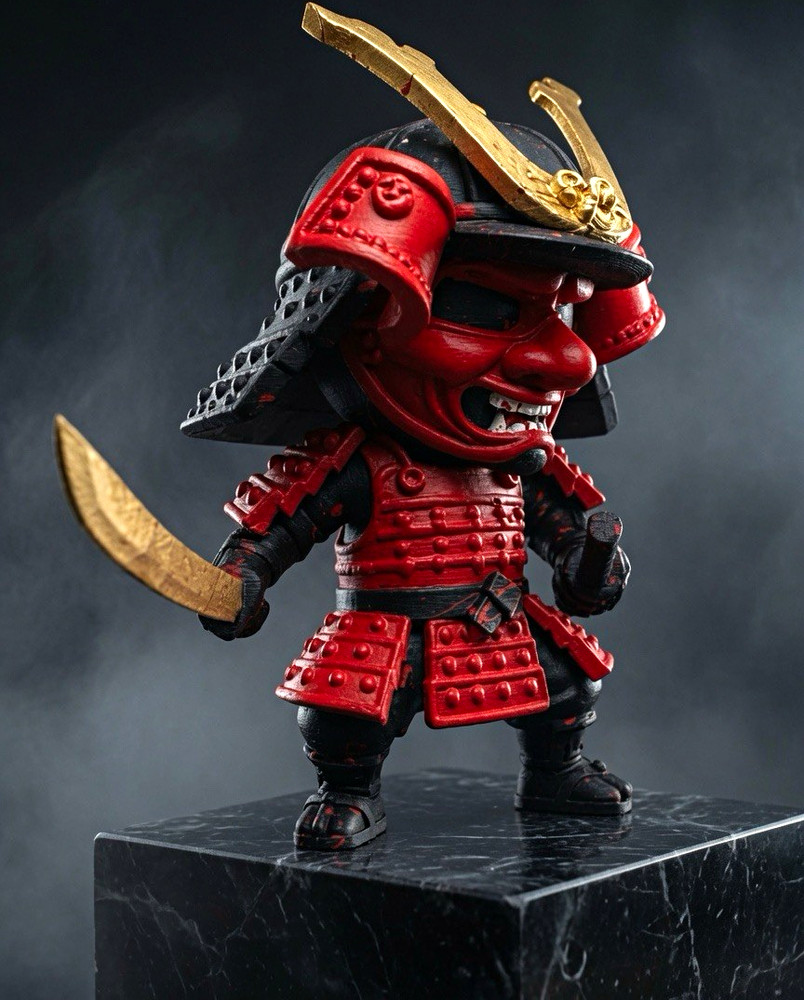 Samurai with Katana 3D Print Hand Painted 7.5in Tall