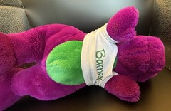 Vintage 1992 Original Barney Dinosaur (closed mouth) + Barney Hair bow