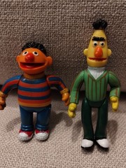 1985 Sesame Street Ernie & Bert 3″ Action Figures, Tara Toys, Vintage