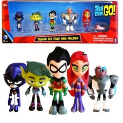 Teen Titans Go Deluxe Six Pack 6 Mini Figure set. New Free Ship Mint In Box Anim
