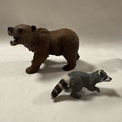 Schleich Animal Figures Lot Of 4 Bear Wolf Hippo Raccoon
