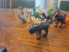 Lot of 17 Dinosaur Toys Assorted Types Sizes And Years Trex, Stego, More