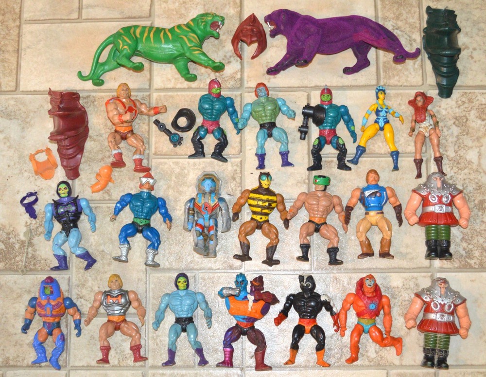MOTU He-Man figures lot vintage masters of the universe weapons parts set