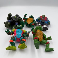 Vintage TMNT Action Figure Lot Playmates Dark Turtle Samurai Leo Sewer Swim Raph