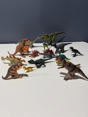 Vintage Dinosaur Toys Lot of 16 Mixed Rubber and Plastic Dino Figures