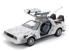 DMC DeLorean Time Machine Brushed Metal (Frost Version) with Lights “Back to the