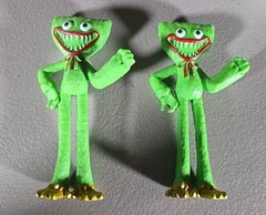 (x2) Poppy Playtime Green Scary Huggy Wuggy Bendy Action Figures ~ Cake Toppers~