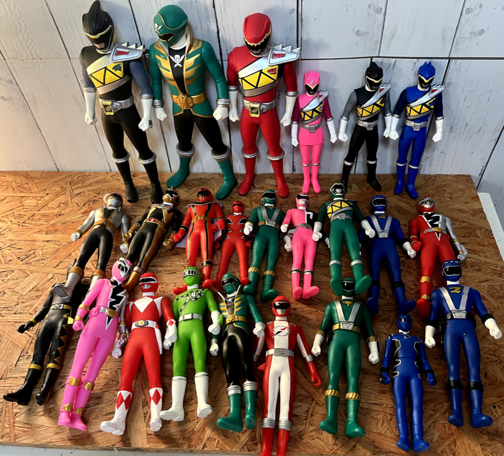 24pc Power Rangers Super Sentai Vinyl Figure Lot Bandai Japan 1990s Used