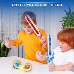 Battle Top Set with Arena & 2 Mini Sword Launchers – Spinning Tops Game for Kids